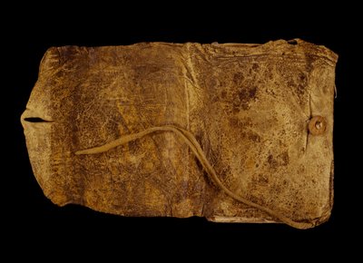 Handstitched Journal in Soft Elkskin Cover with Foldover Flap, Button, and Leather Thongs by William Clark